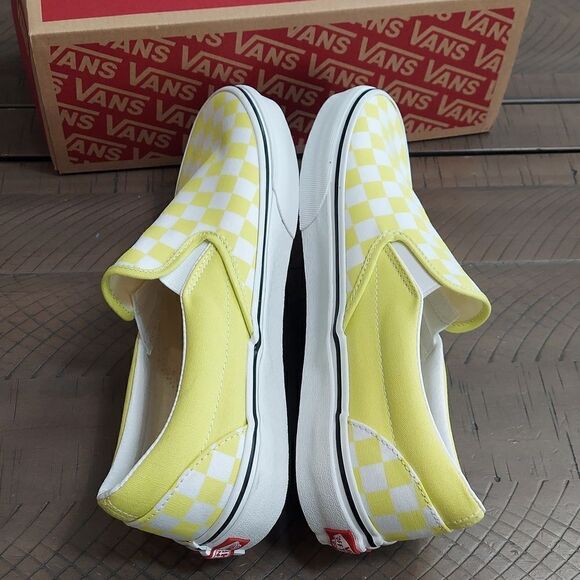 Vans Classic Slip-on Color Theory Highlighter Yellow Checker Sneakers NIB - Picture 5 of 8